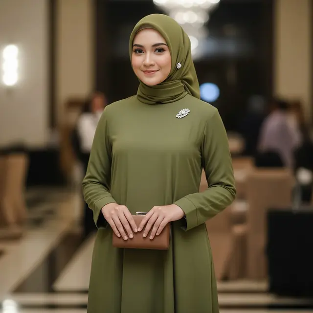 Bahan Gamis Polos yang Adem dan Jatuh untuk Kondangan 2025 (Image by Gemini AI)