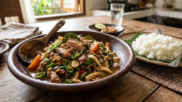 Resep Tongkol Suwir Tumis Jamur dan Cabai Hijau Kaya Protein