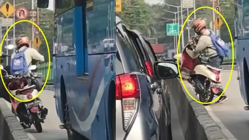 Habis Tolong Angkat Motor dari Separator Busway, Pria Ini Malah Ditinggal