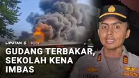 Gudang logistik terbakar hebat di Bekasi, Jawa Barat, dan berdampak ke bangunan sekolah dasar di dekatnya. Kobaran api membuat warga sekitar panik.