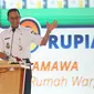 Gubernur DKI Jakarta Anies Baswedan memberikan sambutan pada saat meluncurkan program rumah DP 0 Rupiah di Klapa Village, Pondok kelapa, Jakarta Timur, Jumat (12/10). (Liputan6.com/Herman Zakharia)