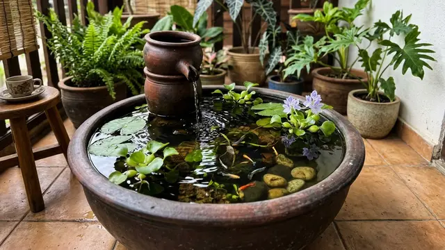 Mini Pond Pot dengan Air Mancur Mini