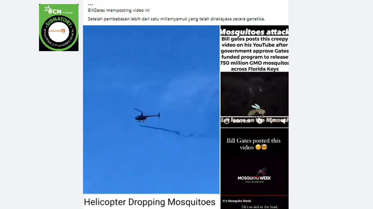 Penelusuran  klaim helikopter menjatuhkan kawanan nyamuk rekayasa genetik