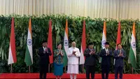 Ketua DPR Puan Maharani menyambut hangat kunjungan kenegaraan Perdana Menteri (PM) India Narendra Modi di Gedung DPR, Jakarta, Selasa (7/7/2026). (Liputan6.com/Delvira Hutabarat)