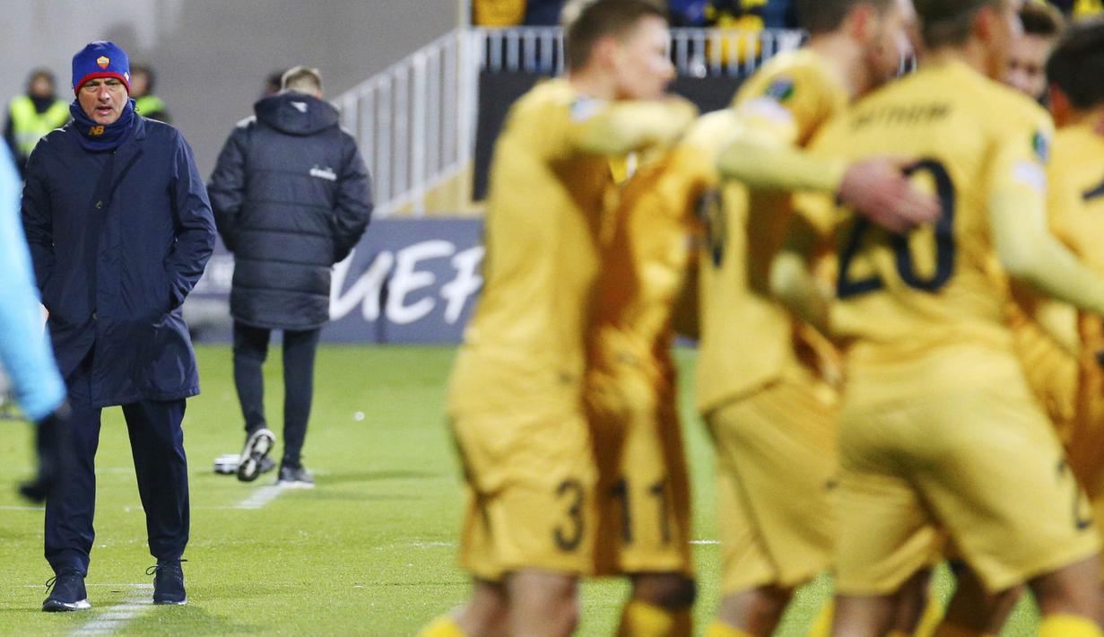 AS Roma menelan kekalahan memalukan saat bertandang ke markas Bodo/Glimt pada laga UEFA Conference League. (Mats Torbergsen/NTB Scanpix via AP)
