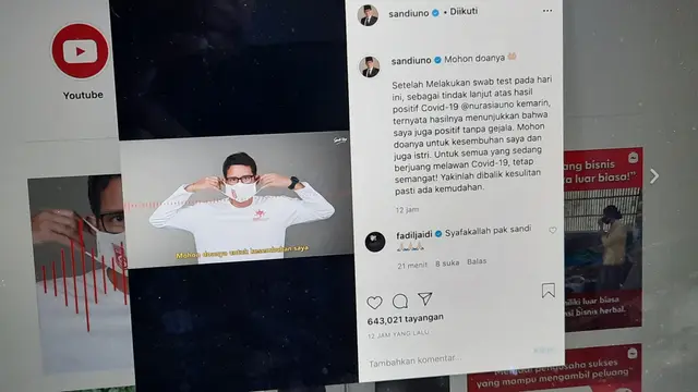 Unggahan Sandiaga Uno. (Foto: YouTube Sandiaga Uno)