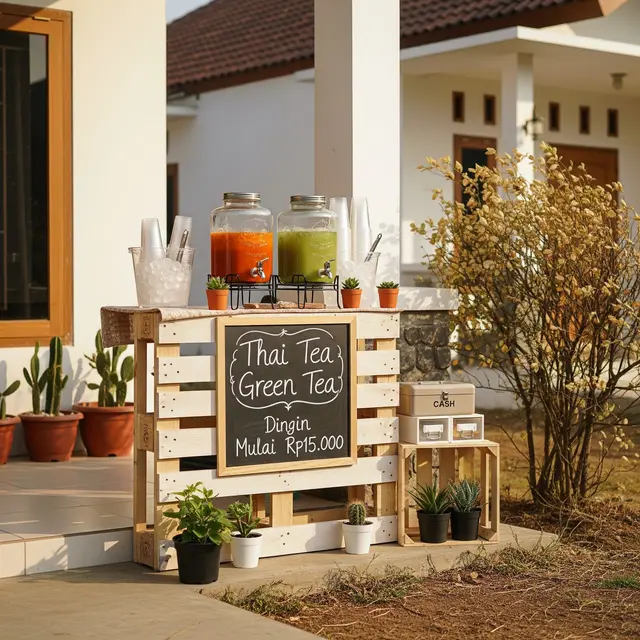 Ide Jualan Minuman Dingin di Teras Rumah Type 45 saat Musim Kemarau (Gemini AI)