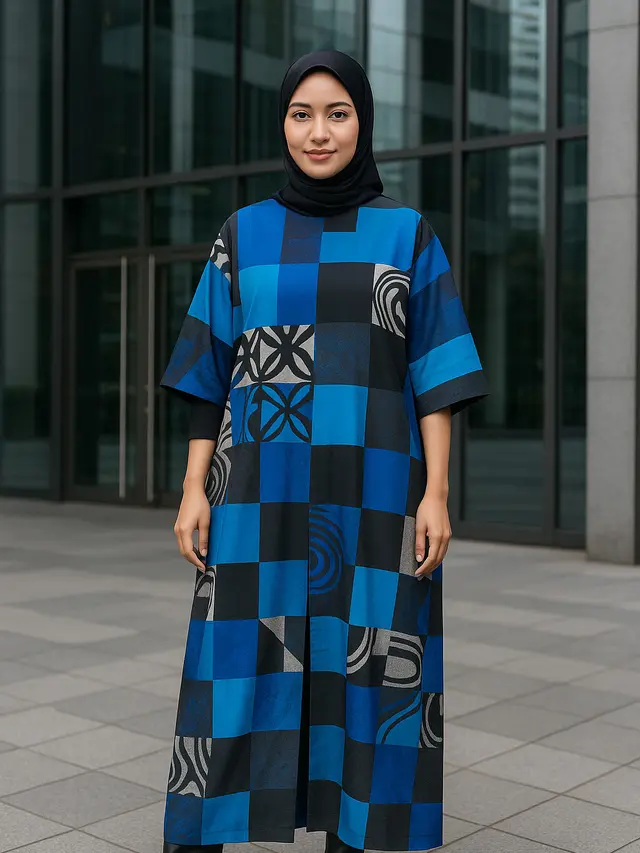 Rekomendasi Gamis Batik Belah Tengah Modern untuk ke Kantor 2025 (Foto: ChatGPT)
