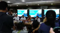 Direktur Utama PT PLN Sofyan Basir bicara terkait penggeledahan yang dilakukan KPK di rumahnya. (Liputan6.com/Nafiysul Qodar)