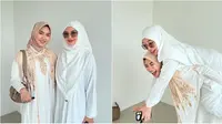 Penampilan Happy Asmara manglingi saat pakai busana muslim serba putih. (Sumber: Instagram/dikesabrina_)