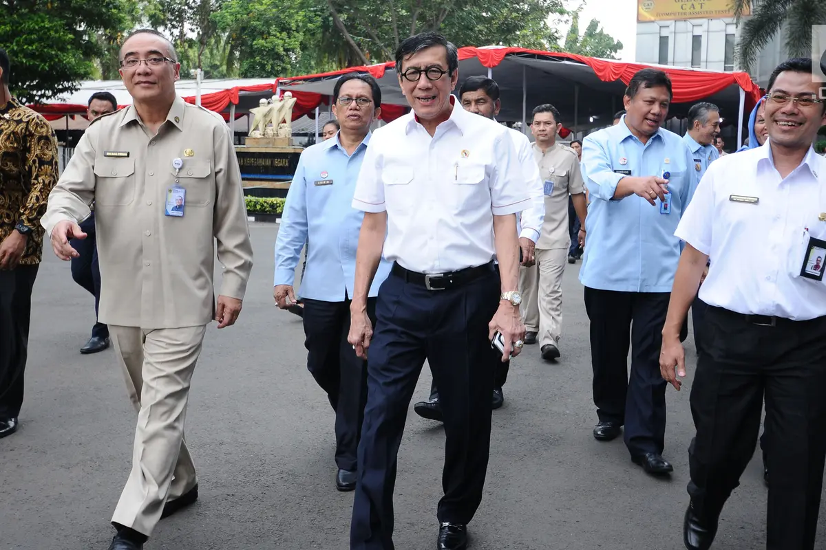 Menteri Yasonna Tinjau Tes Seleksi CPNS Kemenkumham