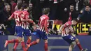 Perayaan gol pemain Atl Madrid usai Jose Gimenez mencetak gol pada leg 1, babak 16 besar Liga Champions yang berlangsung di stadion Wanda Metropolitano, Madrid., Kamis (21/2). Atl Madrid menang 2-0 atas Juventus (Javier Soriano)