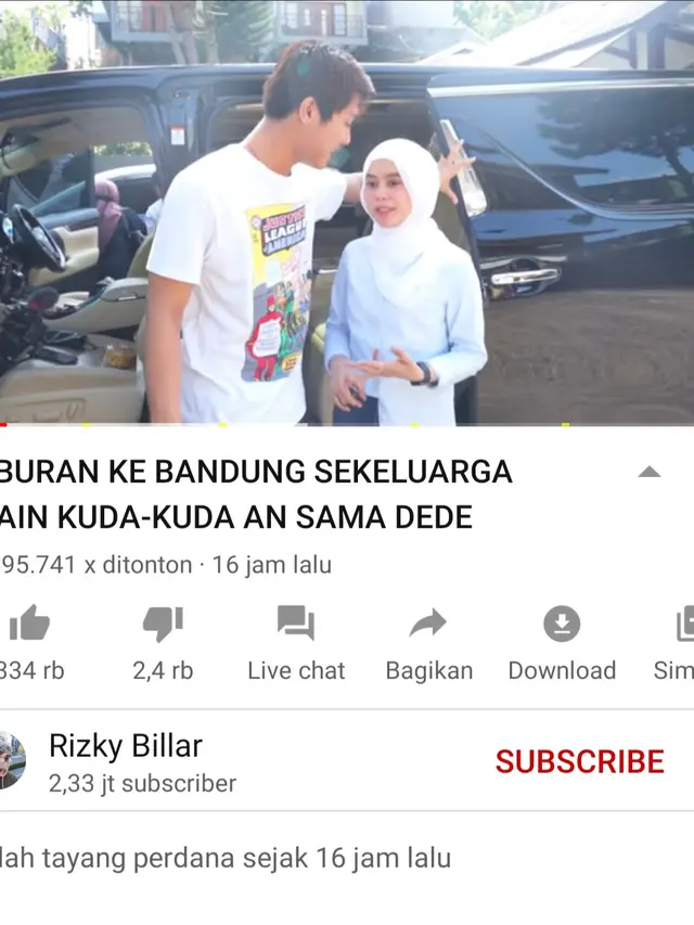 Unggahan Rizky Billar. (Foto: YouTube Rizky Billar)