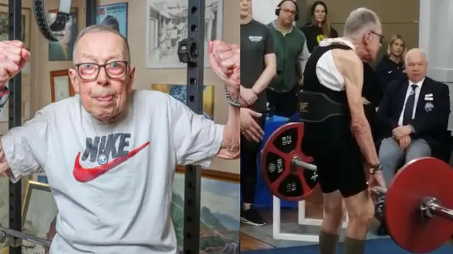 Brian Winslow, atlet berusia 86 tahun, berhasil angkat beban 75 kg dalam kompetisi terbarunya hingga memecahkan rekor nasional. (Dok. Twitter/ GenerationIron)