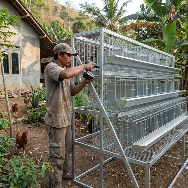 Model Kandang Tingkat (Battery Cages) (Gemini AI)