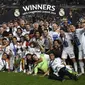 Real Madrid menjadi juara Liga Champions musim 2013/2014 setelah menang dramatis 4-1 atas rival sekota Atletico Madrid melalui perpanjangan waktu di Estadio da Luz, Lisbon, Portugal, Minggu (25/5/2014) dinihari WIB (AFP PHOTO/FRANCK FIFE).