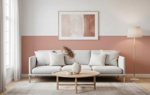 Rekomendasi Cat Ruang Tamu 2 Warna Atas Bawah (Image by Gemini AI)