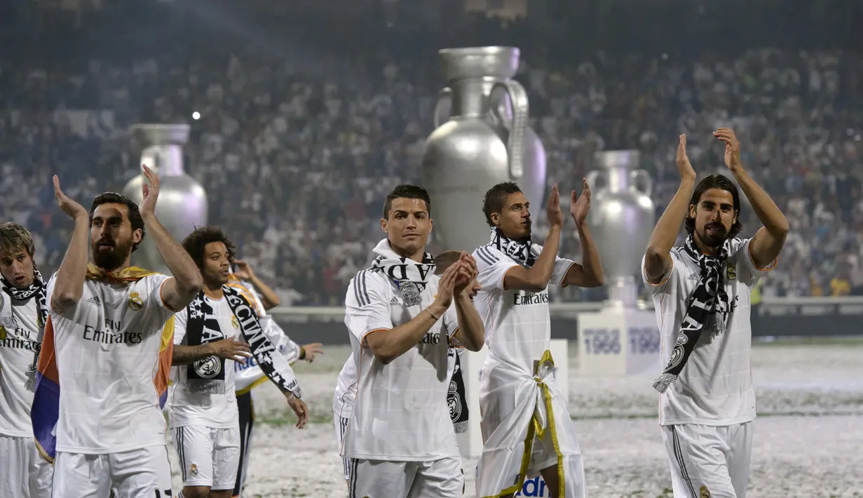 Kesuksesan Varane pernah dirasakan Sami Khedira pada 2014. Saat itu dia turut mengantarkan Real Madrid memenangkan gelar juara Liga Champions yang ke-10. (AFP/Dani Pozo)