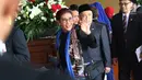 Menteri Kelautan dan Perikanan Susi Pudjiastuti menghadiri sidang tahunan MPR 2017 di Senayan, Jakarta, Rabu (16/8). Sidang ini dihadiri sejumlah tokoh nasional, menteri kabinet kerja, anggota DPR dan pejabat negara lainnya. (Liputan6.com/Angga Yuniar)