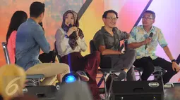 Pemain PPT, Agus Kuncoro, Jarwo Kwat dan Artta Ivano saat mengikuti acara EGTC 2016  di Yogyakarta, Kamis (3/11). EGTC 2016 diramaikan oleh tokoh dan artis untuk memperkenalkan cara berakting di sebuah film. (Liputan6.com/Helmi Affandi)