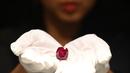 Sotheby’s bakal melelang batu rubi terbesar dunia di New York, pada Juni 2023 nanti. (Photo by Peter PARKS / AFP)