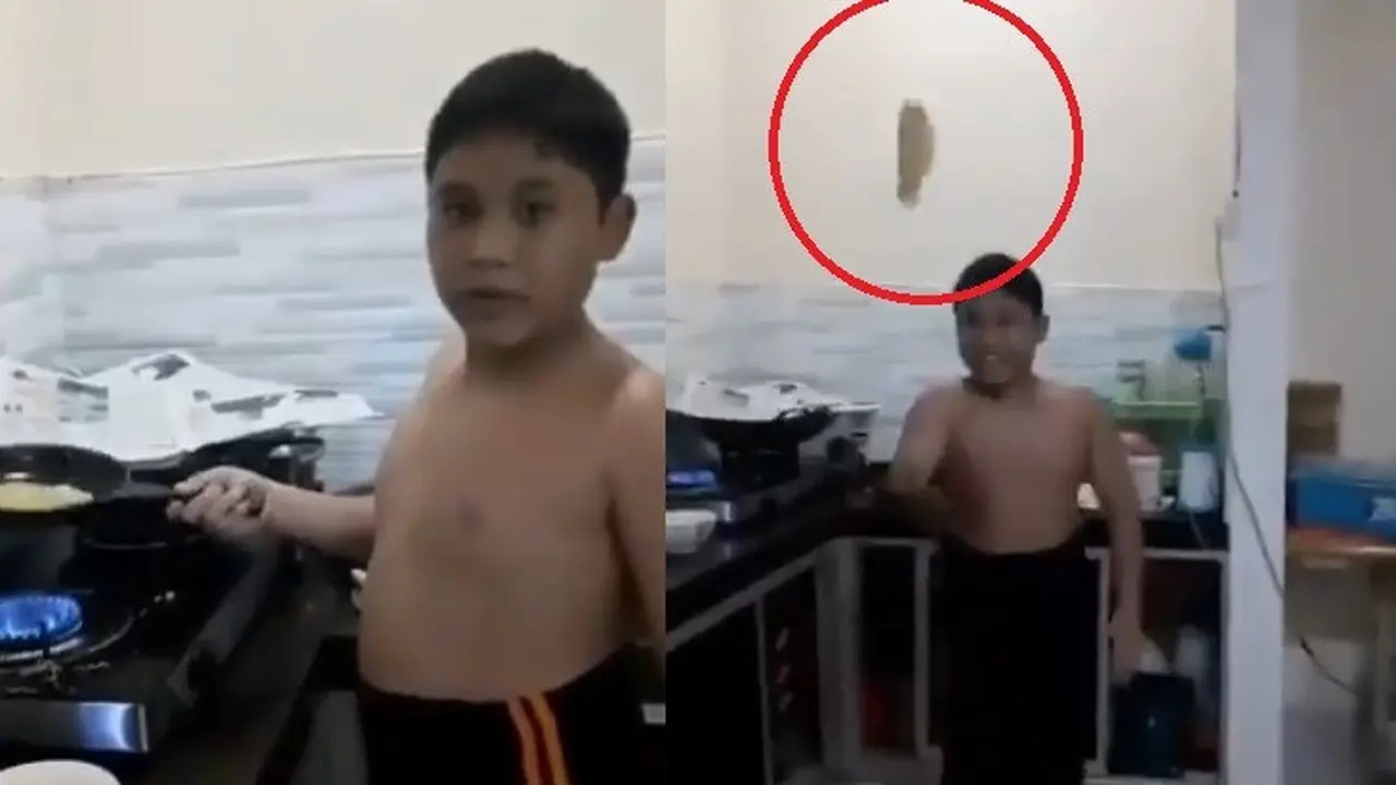 aksi bocah goreng telur viral