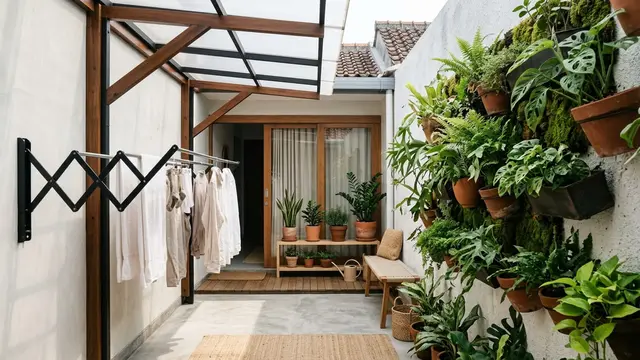 Model Teras Belakang Rumah Sempit untuk Tempat Jemuran