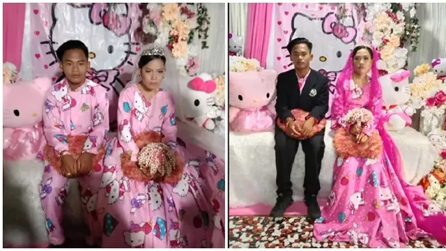 Konsep Pernikahan Seperti Pakai Baju Tidur Ini Unik, Ekspresi Mempelai Curi Perhatian