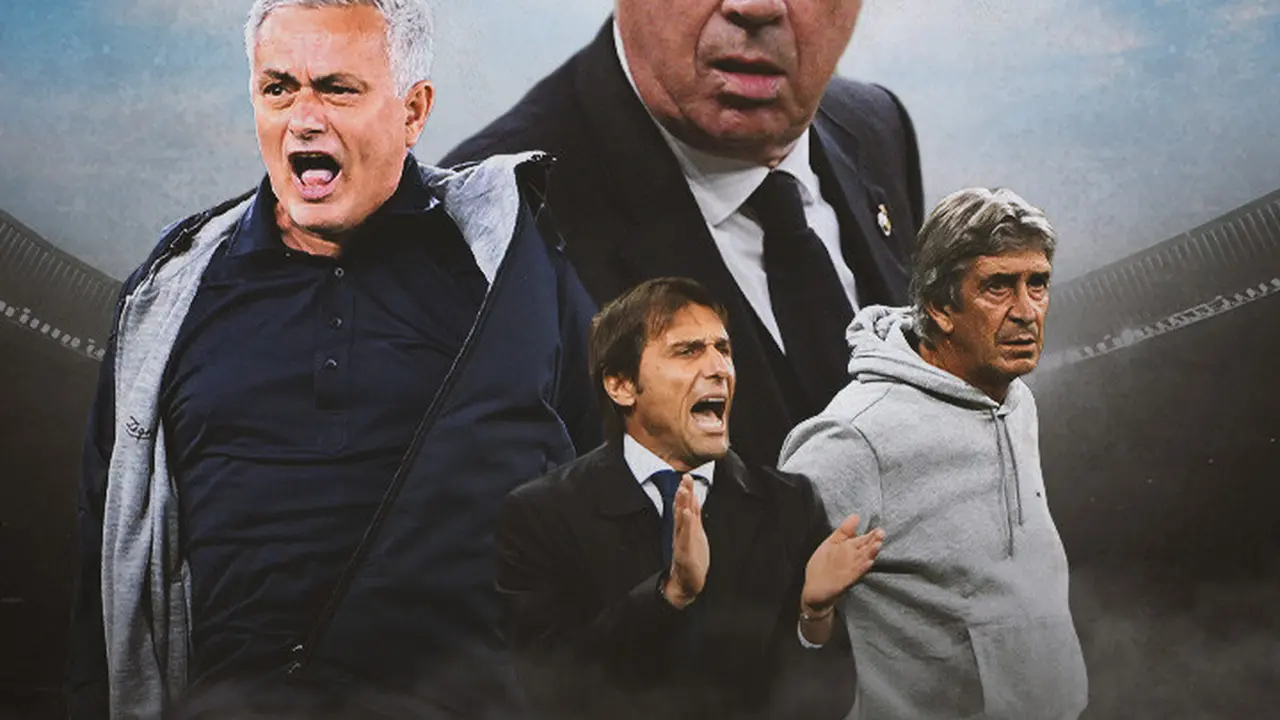 Ilustrasi - Jose Mourinho, Carlo Ancelotti, Manuel Pellegrini, Antonio Conte