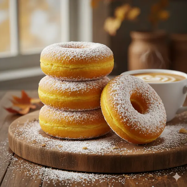 Ilustrasi Donat Labu Kuning dengan Gula Tabur