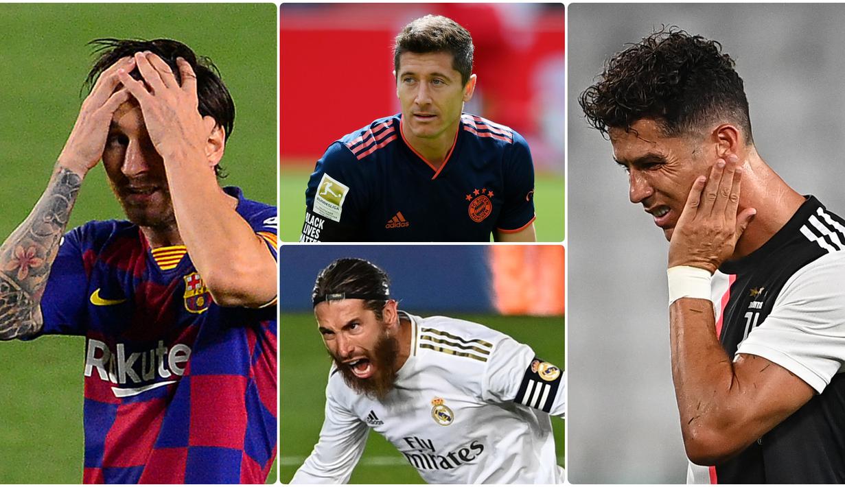 Penghargaan Ballon d'Or terpaksa tidak diselenggarkan akibat pandemi virus corona, hal ini merugikan pemain yang sudah menunjukkan performa impresif pada musim 2019-2020. Berikut 6 pemain yang dirugikan akibat batalnya Ballon d'Or 2020. (kolase foto AFP)