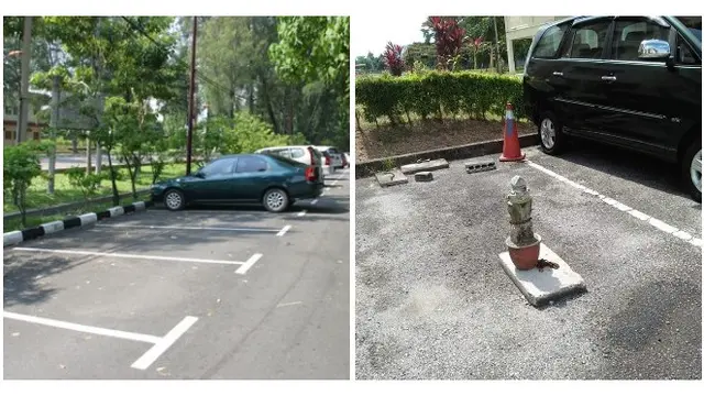 Tutupi Parkir dengan Batu Nisan Agar Tak Dipakai, Fotonya Viral di Media Sosial