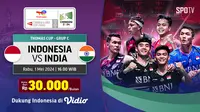 Live Thomas Cup: Indonesia vs India di Vidio. (Sumber: dok. vidio.com)