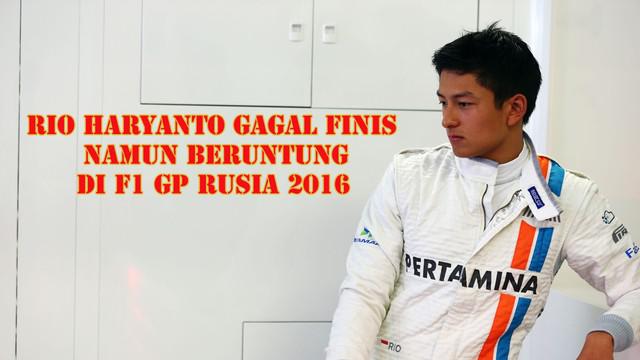Rio Haryanto bernasib sial saat gagal finis karena mengalami insiden tabrakan dengan pebalap Formula 1 lainnya di F1 GP Rusia di Sochi, Minggu (1/5/2016).