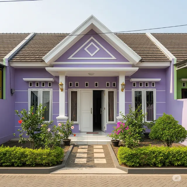Desain Rumah Sederhana Warna Ungu