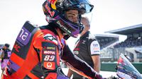 Pembalap Pramac, Jorge Martin pada rangkaian balapan MotoGP Prancis di Sirkuit Le Mans. (LOU BENOIST / AFP)