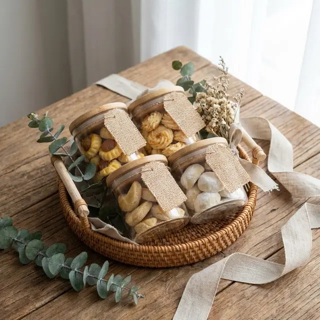 Ilustrasi Hampers Kue Kering Toples Mini Estetik/Gemini AI