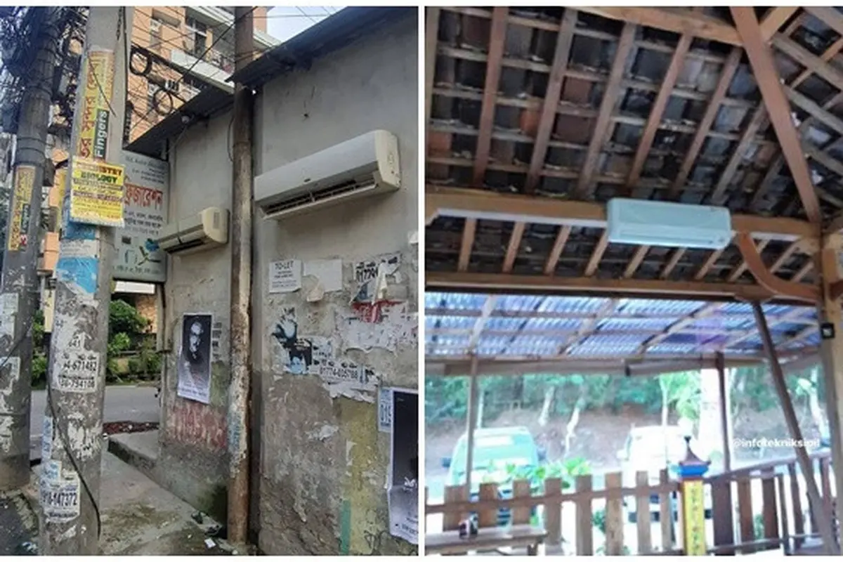 6 Pemasangan AC di Luar Ruangan Ini Nyeleneh, Jadi Enggak Punya Fungsi