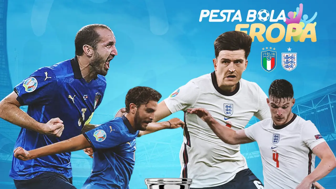 Piala Eropa - Euro 2020 Italia Vs Inggris - Giorgio Chiellini, Manuel Locatelli, Harry Maguire, Declan Rice