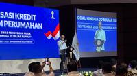 Ketua Umum Badan Pengurus Pusat (BPP) Himpunan Pengusaha Muda Indonesia (HIPMI) Akbar Himawan Buchari dalam Sosialisasi Kredit Program Perumahan HIPMI dengan Menteri PKP, di Jakarta, Minggu (7/9/2025). (Liputan6.com/Tira)&nbsp;