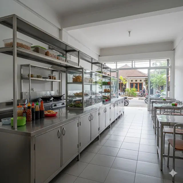 Desain Warung Mudah Dibersihkan dan Tahan Lama