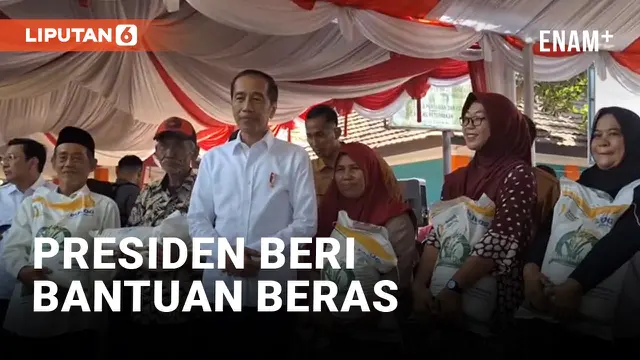 Presiden Jokowi Bagikan Beras Bantuan 5 Ton ke Warga Cilegon&nbsp;
