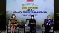 Konferensi pers "Pelaksanaan Sidang COP-4 Konvensi Minamata Tentang Merkuri" secara daring Selasa (2/11/2021). (Tangkapan Layar Zoom)