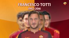 Video wajah pemain sepak bola dari klu AS Roma yaitu Francesco Totti dari awal debutnya pada tahun 1992 hingga 2016.