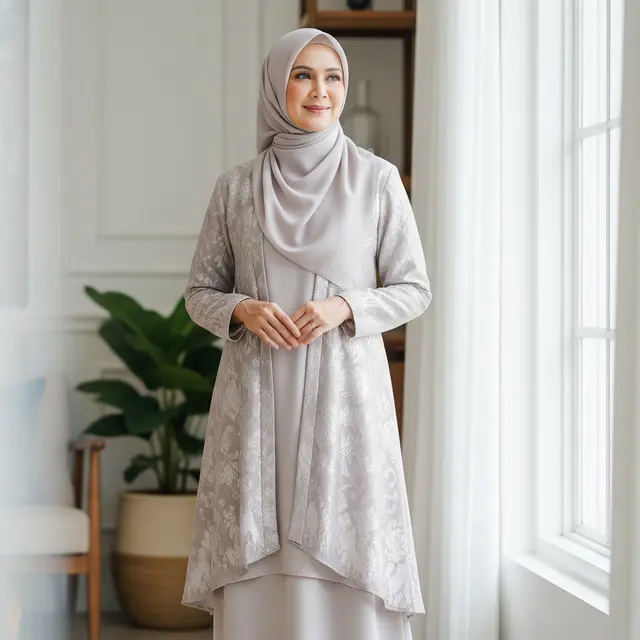 8 Model Gamis Blazer Brokat yang Minimalis tapi Tetap Mewah untuk Wanita 50 Tahun, Elegan dan Berkelas