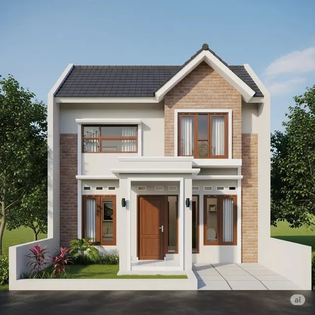 Desain Rumah 2 Lantai Sederhana dan Biaya 100 Juta. Foto: Gemini