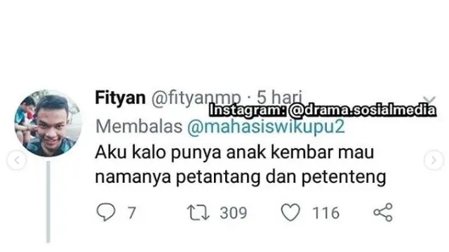 nama anak kembar (foto: Twitter/@drama.sosialmedia)