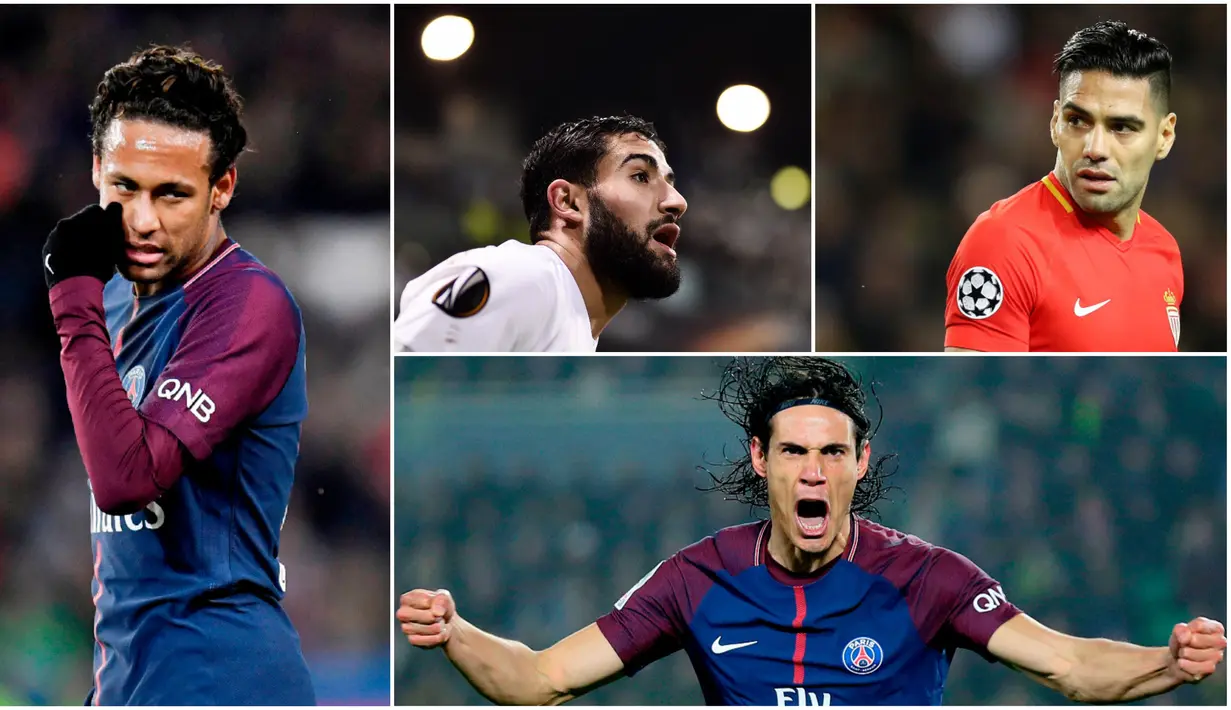 Berikut ini top scorer sementara Ligue 1 Prancis musim 2017/2018 hingga pekan ke-22, Edinson Cavani masih di posisi teratas. (Foto-foto Kolase dari AP dan AFP)