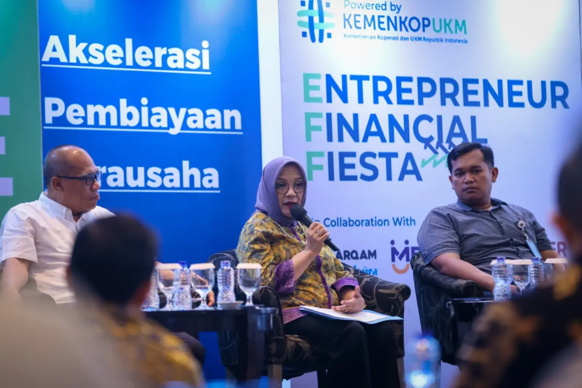 Deputi Bidang Kewirausahaan Siti Azizah, pada acara EFF 2023 dengan tema Acceleration Day: Akselerasi Percepatan Pembiayaan Wirausaha, di Jakarta, Senin (17/7/2023).