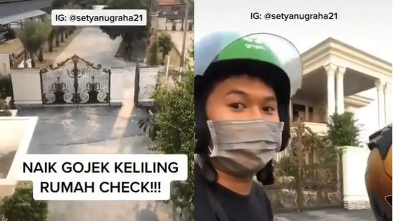 viral video pria keliling rumah naik gojek